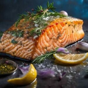 Salmão grelhado com molho de laranja